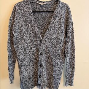 LOFT Men's Black and White Cardigan Sweater